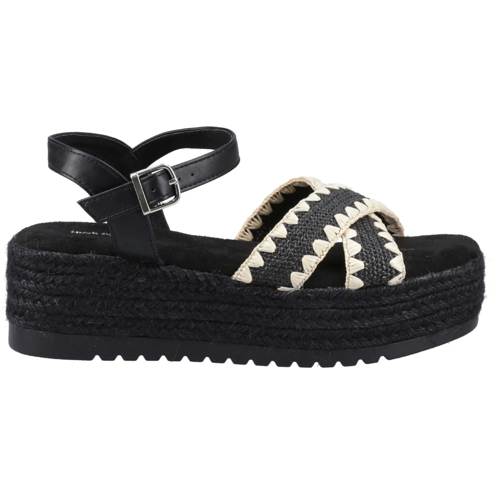 Hush Puppies Jemma Espadrille Polyurethane Women's Black Sandals