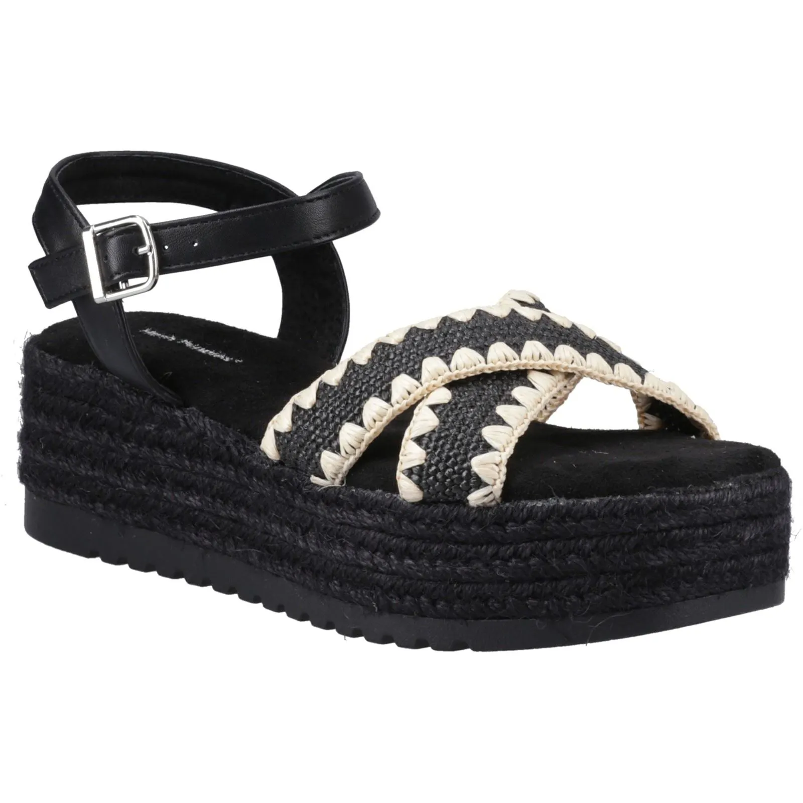 Hush Puppies Jemma Espadrille Polyurethane Women's Black Sandals