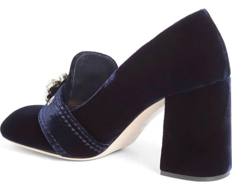 Imitation Pearl Buckle Pump, Blue
