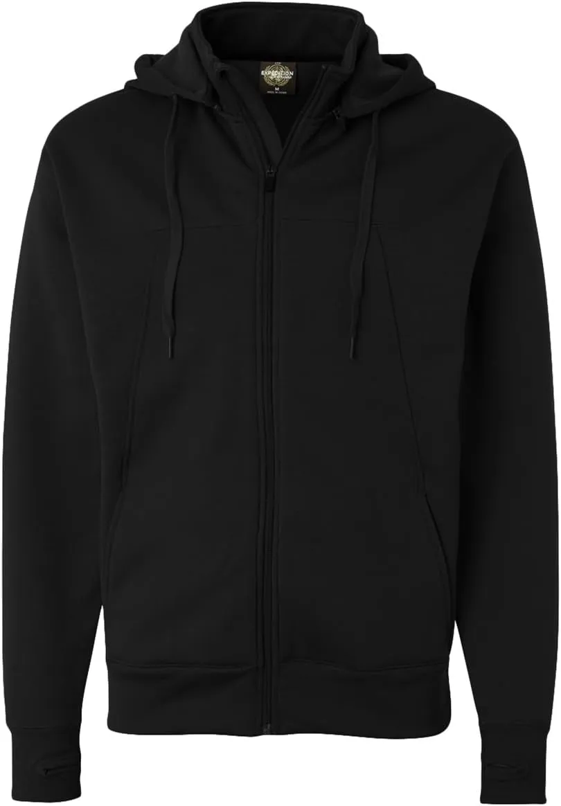 Independent Trading Co. EXP80PTZ Poly-Tech Hooded Full-Zip Sweatshirt Black L
