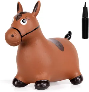 Inflatable Bouncy Hopping Horse Toy for Toddlers with Air Pump - 3-5 Year Old Boy & Girl Farm Toy Birthday Gift; Durable Toddler Horse Riding Indoor/Outdoor Bouncy Hopper