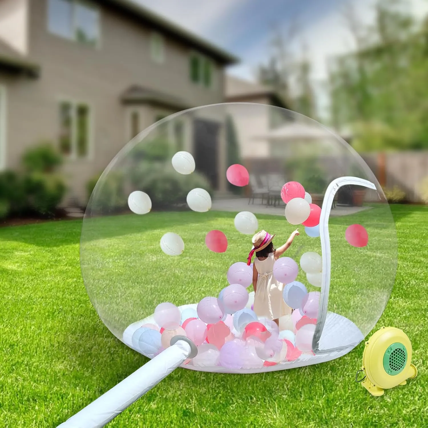Inflatable Bubble Camping Tent, Outdoor Clear Dome Camping Cabin Bubble Tent Transparent Bubble House Dome Camping Tent w/Blower