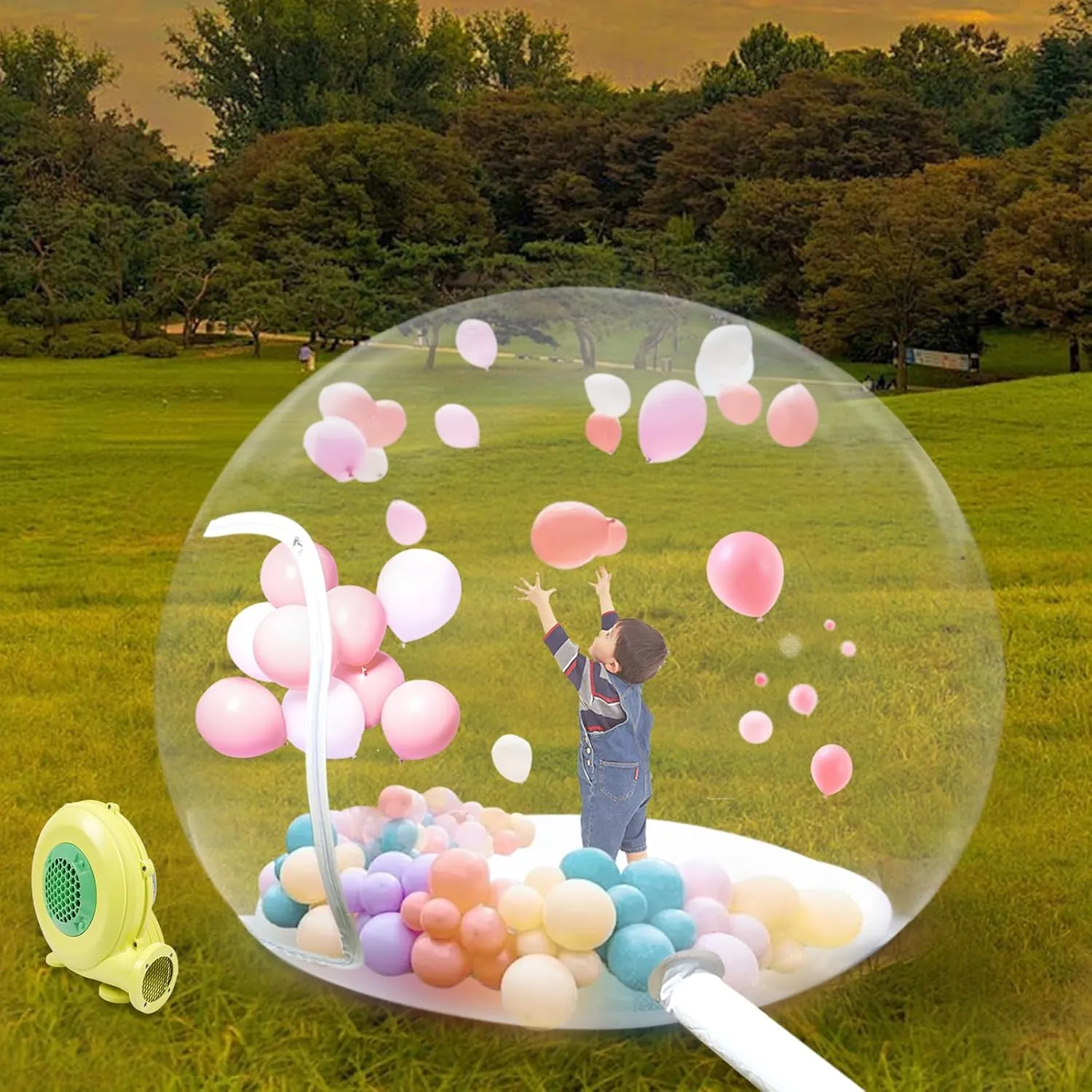 Inflatable Bubble Camping Tent, Outdoor Clear Dome Camping Cabin Bubble Tent Transparent Bubble House Dome Camping Tent w/Blower