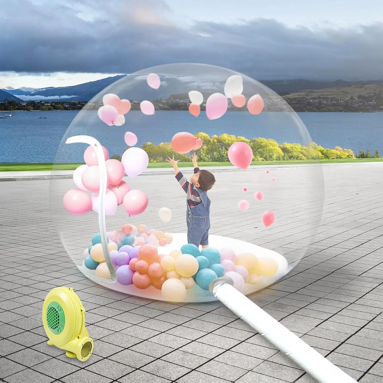 Inflatable Bubble Camping Tent, Outdoor Clear Dome Camping Cabin Bubble Tent Transparent Bubble House Dome Camping Tent w/Blower