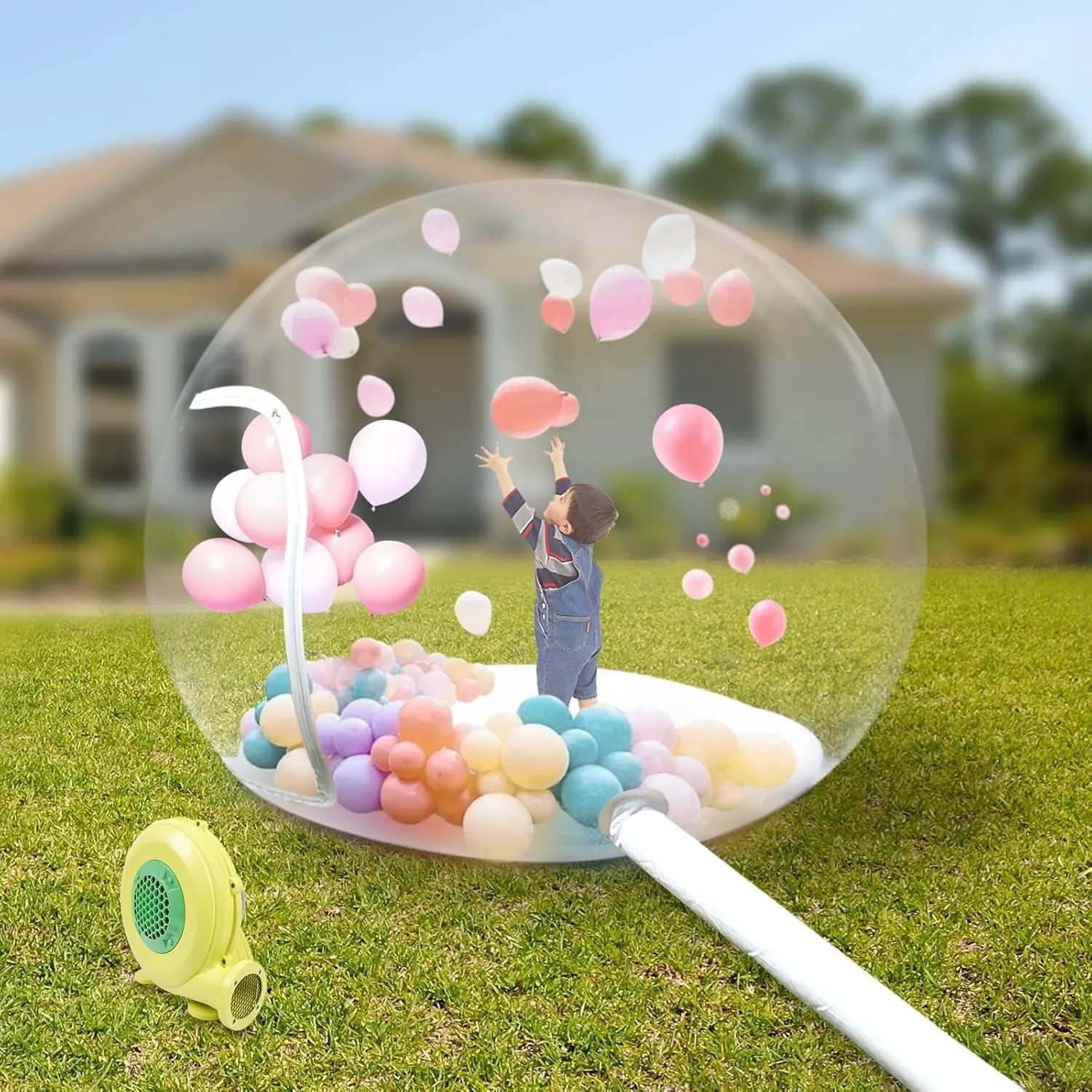 Inflatable Bubble Camping Tent, Outdoor Clear Dome Camping Cabin Bubble Tent Transparent Bubble House Dome Camping Tent w/Blower