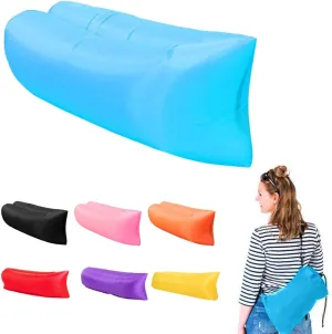 Inflatable Couch Air Sofa Hammock Portable, Waterproof Anti Air Leaking Design Camping Chair for Traveling Beach Picnics & Music Festivals Camping (Blue)