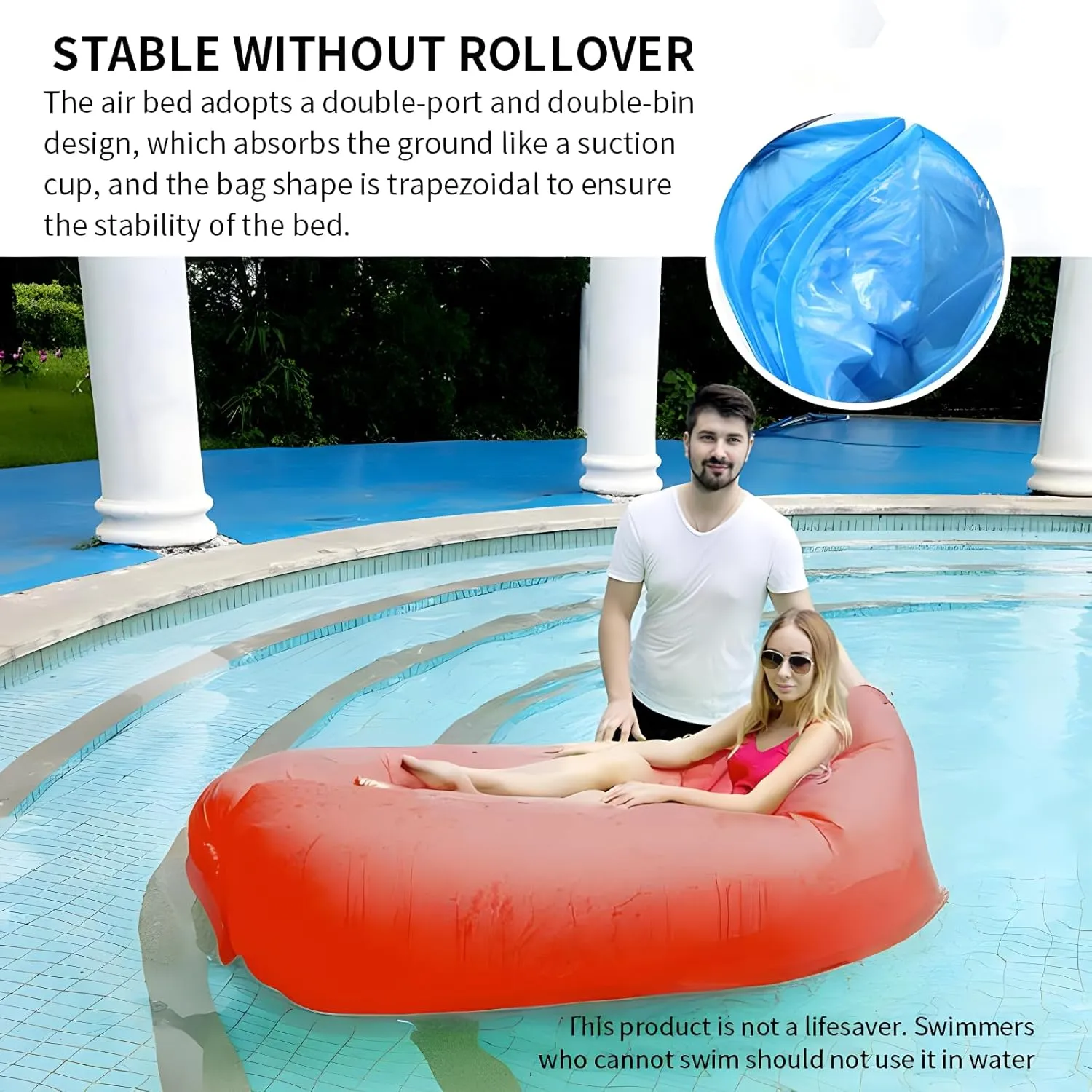 Inflatable Couch Air Sofa Hammock Portable, Waterproof Anti Air Leaking Design Camping Chair for Traveling Beach Picnics & Music Festivals Camping (Red)