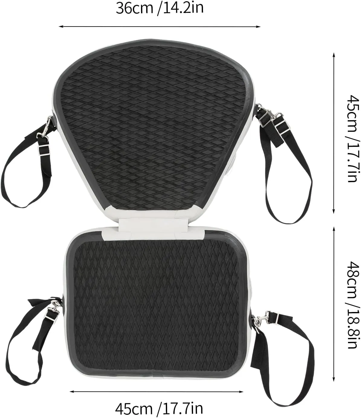 Inflatable Kayak Seat Portable Thicken Seat Cushion for Kayak Padded Kayak Seat w/Back Support Adjustable Strap, for Kayaking Canoeing Drifting Rafting Fishing (Black)