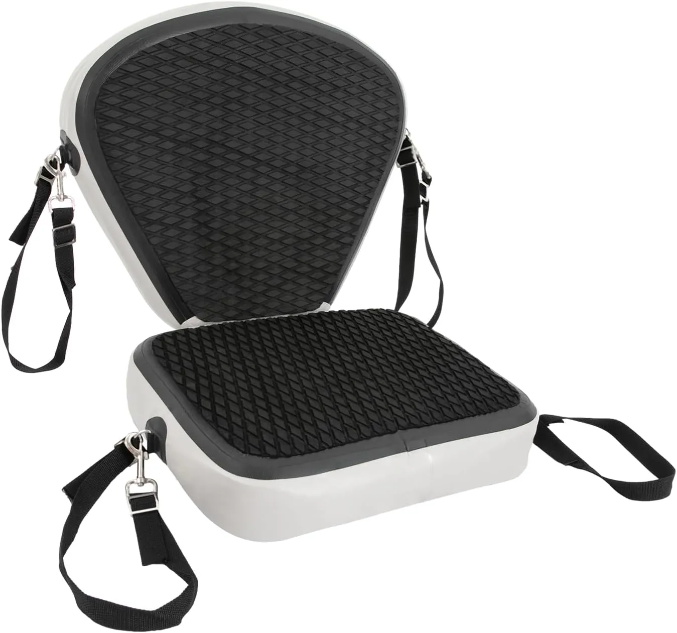 Inflatable Kayak Seat Portable Thicken Seat Cushion for Kayak Padded Kayak Seat w/Back Support Adjustable Strap, for Kayaking Canoeing Drifting Rafting Fishing (Black)