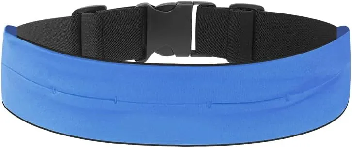 Invisible Running Belt for Phone, Sports Fitness Waist Band for Women Men, Adjustable Pouch with buckle, Hidden key hook, Ultra-light, Walking, Gym, Workout, Jogging BLUE