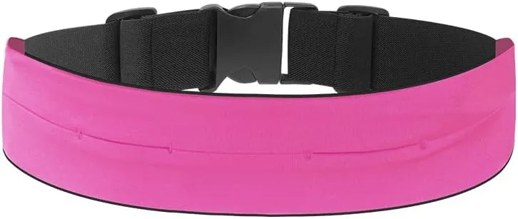 Invisible Running Belt for Phone, Sports Fitness Waist Band for Women Men, Adjustable Pouch with buckle, Hidden key hook, Ultra-light, Walking, Gym, Workout, Jogging PINK