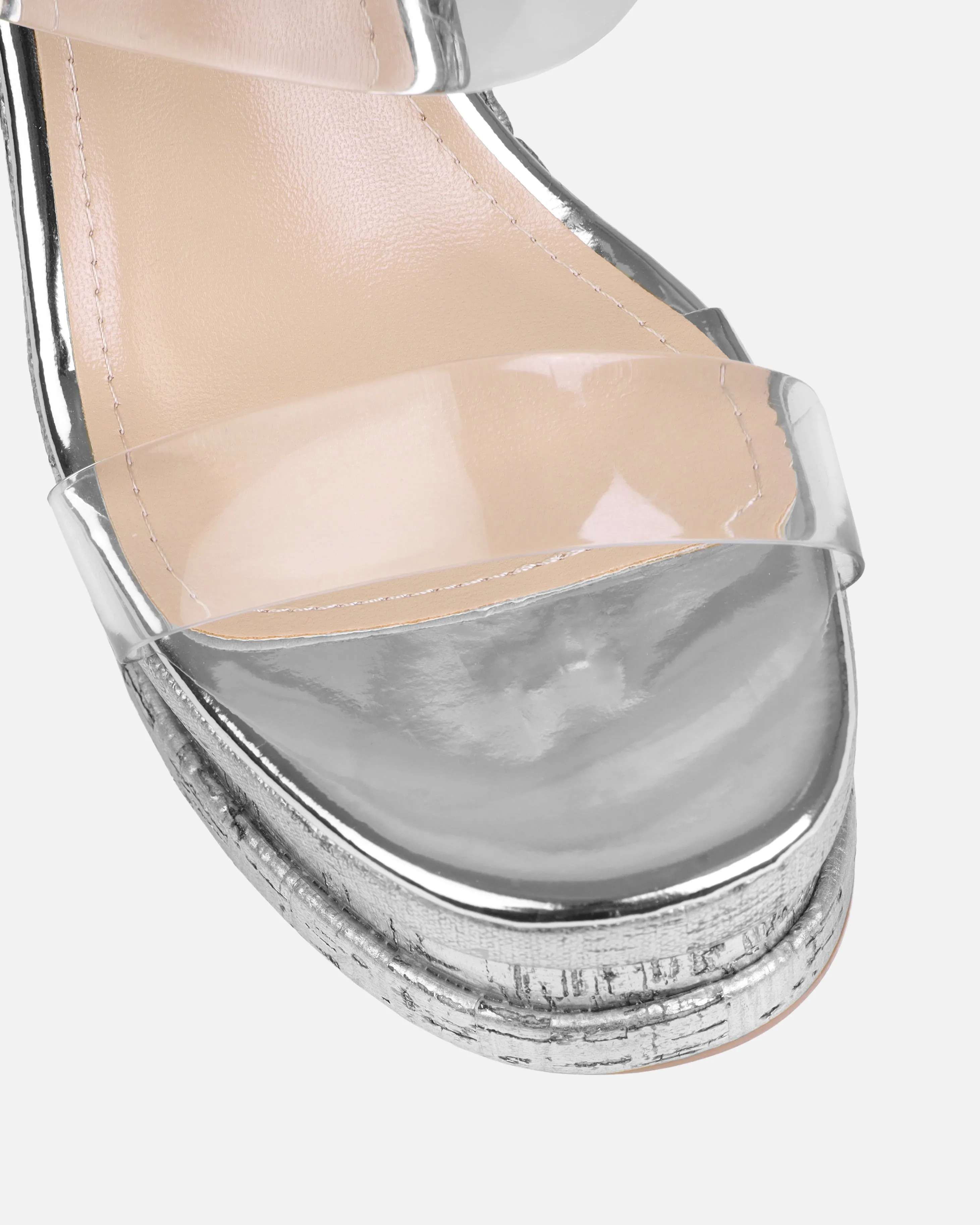 Isabelle Silver Clear Mule Wedges