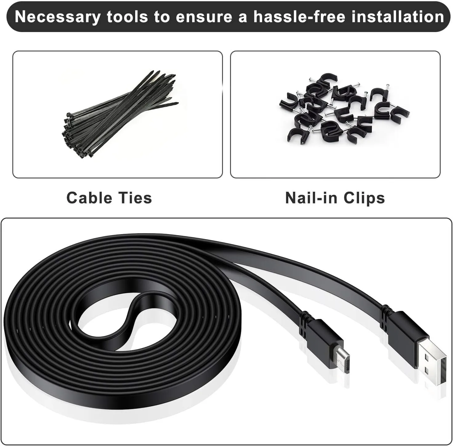 Itramax Micro USB Power Cable 30 FT (2 Pack),Flat Micro USB Charging Power Cord,Charger for Wyze Cam V3 V4,Yi Cam,Nest Cam,Blink Mini XT XT2 Outdoor 3rd Gen Camera,Arlo Q,Zmodo,25