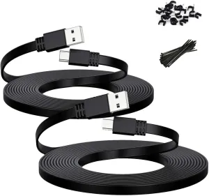 Itramax Micro USB Power Cable 30 FT (2 Pack),Flat Micro USB Charging Power Cord,Charger for Wyze Cam V3 V4,Yi Cam,Nest Cam,Blink Mini XT XT2 Outdoor 3rd Gen Camera,Arlo Q,Zmodo,25