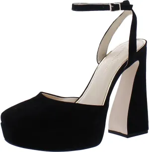 Jessica Simpson Womens Deirae Block Heel Chunky Heel Ankle Strap