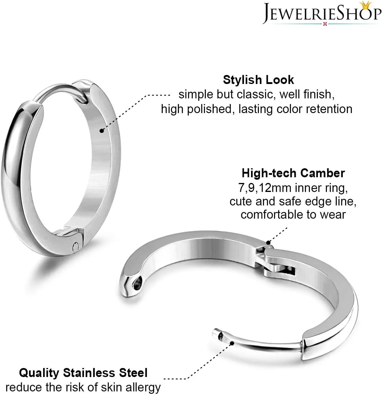 JewelrieShop Earrings Studs Set for Women Stainless Steel CZ Ball Faux Pearl Hoop Hypoallergenic Silver Multiple Ear Stud Earing for Men