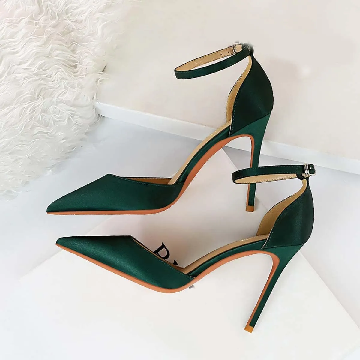 JOEupin Womens High Heels Point Toe D'Orsay Pumps Shoes Ankle Strap Heeled Sandals Stilettos Wedding Shoes