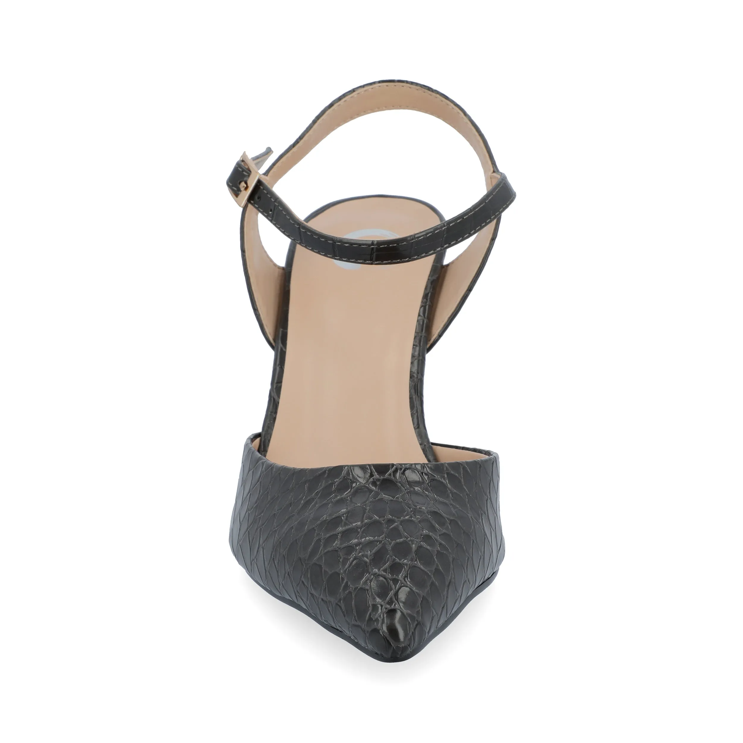 Journee Collection Womens Nixey Croco Texture Buckle Pointed Toe Pumps