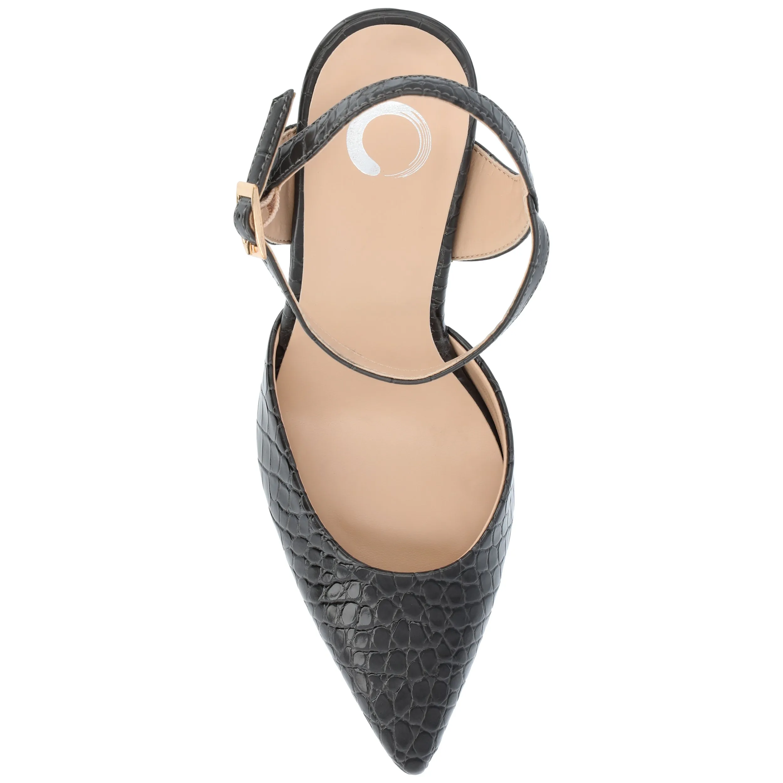 Journee Collection Womens Nixey Croco Texture Buckle Pointed Toe Pumps