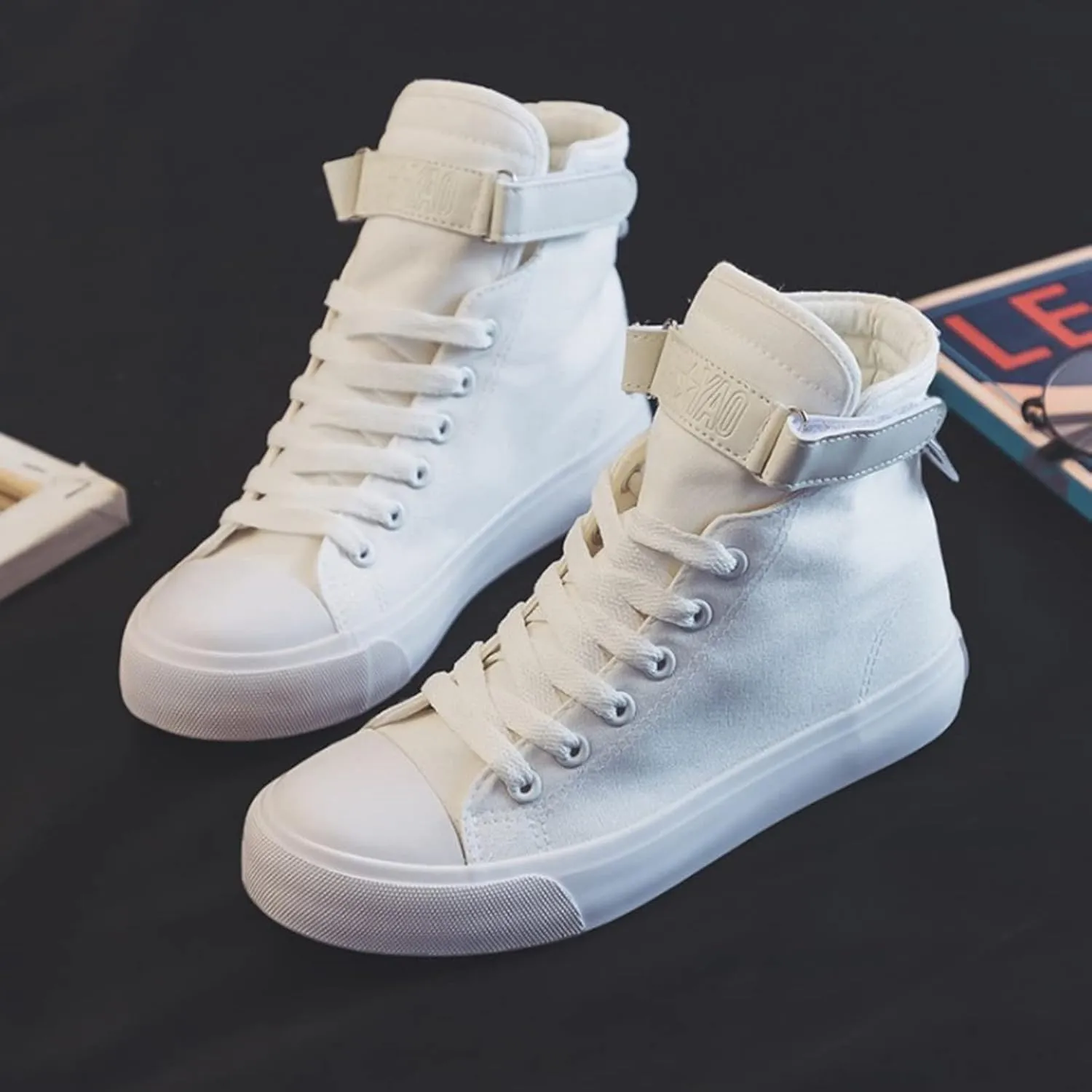 Julymens Unisex Women's Men's High-Top Canvas Shoes Plush Lining Winter Sports Shoes