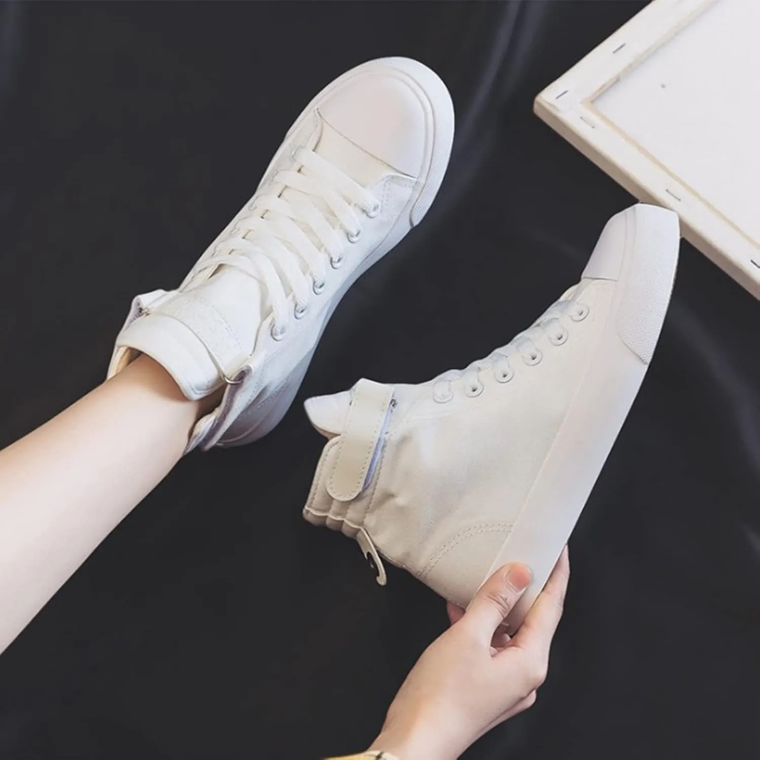 Julymens Unisex Women's Men's High-Top Canvas Shoes Plush Lining Winter Sports Shoes