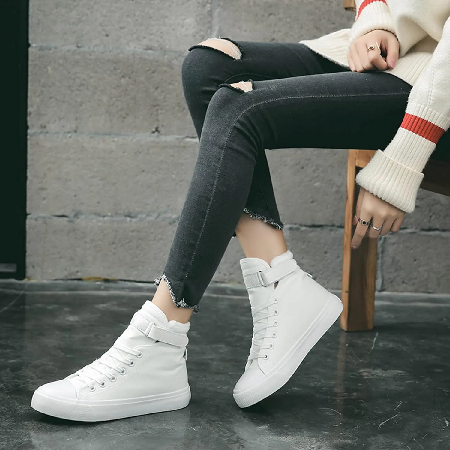 Julymens Unisex Women's Men's High-Top Canvas Shoes Plush Lining Winter Sports Shoes