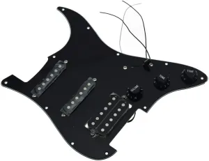 KAISH Prewired Loaded Strat HSS Pickguard for Squier or Import Stratocaster Black 3 Ply