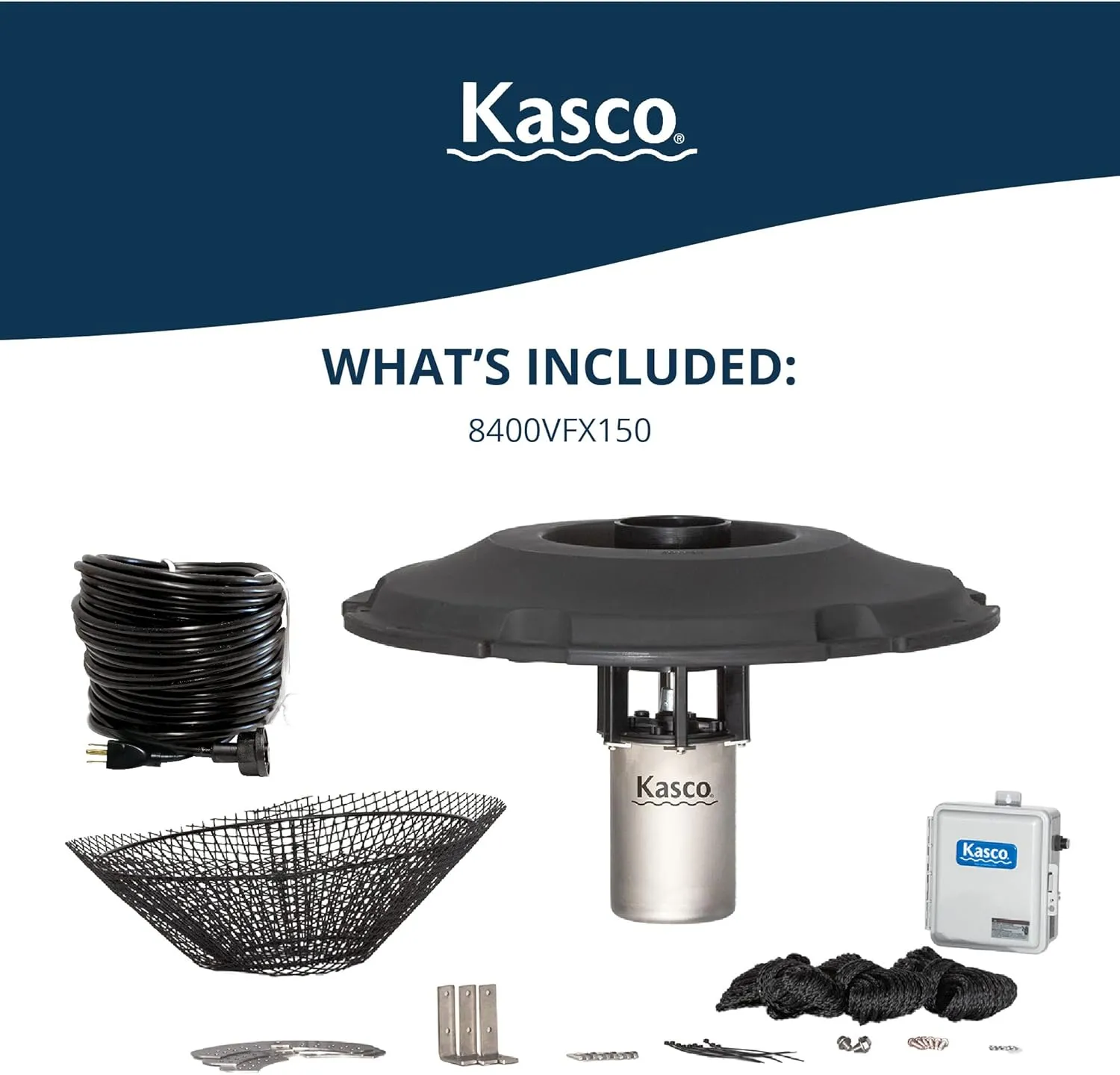 Kasco VFX Series Aerating Pond Fountain - 2 Horse Power 240V Single Phase with 150 ft Electric Power Cord | Pond Aerator Pump for Ponds & Lakes | Efficient Pond Aeration Systems