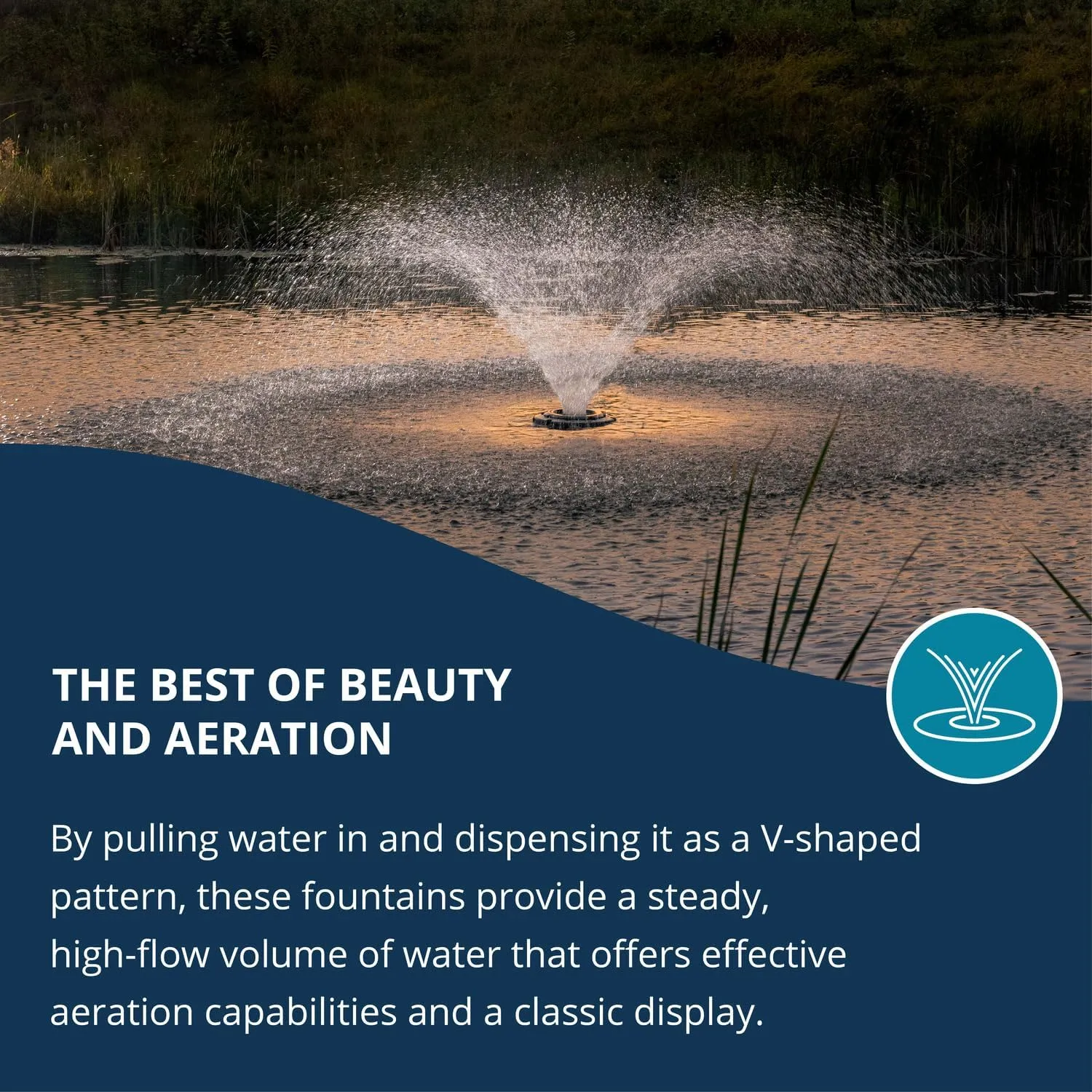 Kasco VFX Series Aerating Pond Fountain - 2 Horse Power 240V Single Phase with 150 ft Electric Power Cord | Pond Aerator Pump for Ponds & Lakes | Efficient Pond Aeration Systems