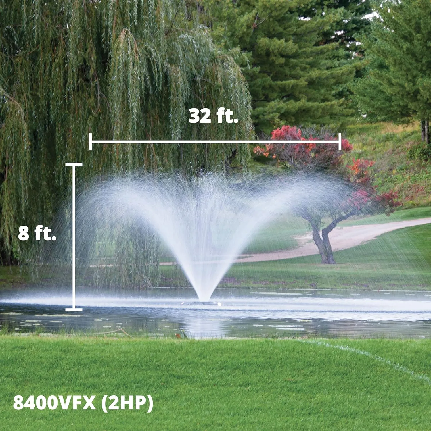 Kasco VFX Series Aerating Pond Fountain - 2 Horse Power 240V Single Phase with 150 ft Electric Power Cord | Pond Aerator Pump for Ponds & Lakes | Efficient Pond Aeration Systems