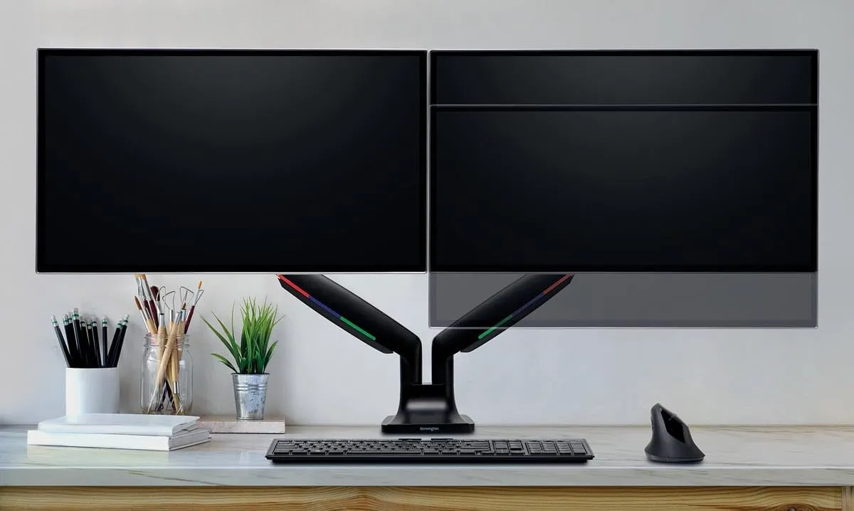 Kensington SmartFit One-Touch Height Adjustable Dual Monitor Arm - Black (K59601WW)