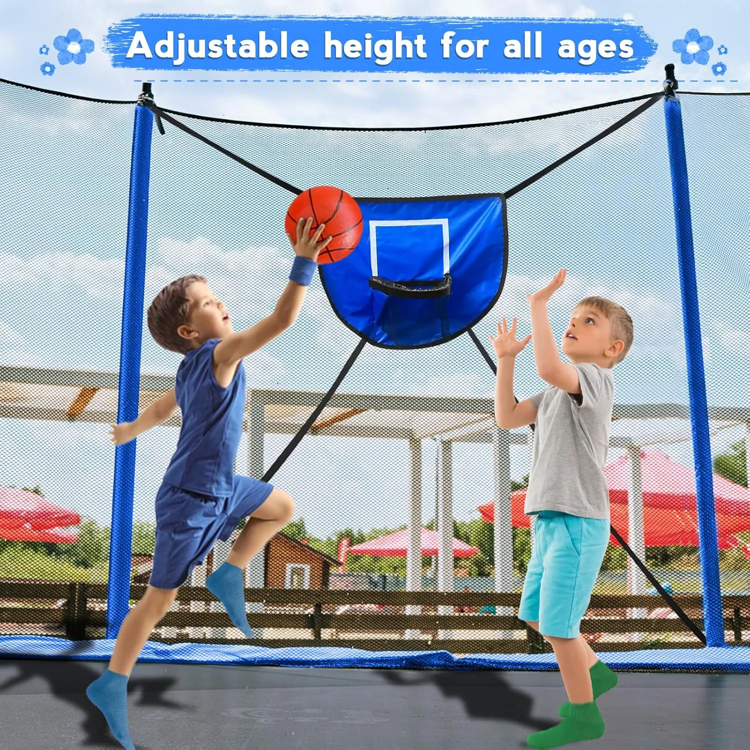 KOFUN 1500LBS 16 14 12 10 FT Trampoline for Kids and Adults Outdoor Trampolines with Safety Enclosure Net, Removable Basketball Hoop, Anti-Rust Coating Ladder, 2Pcs Ball 1Pc Pump, ASTM Approved