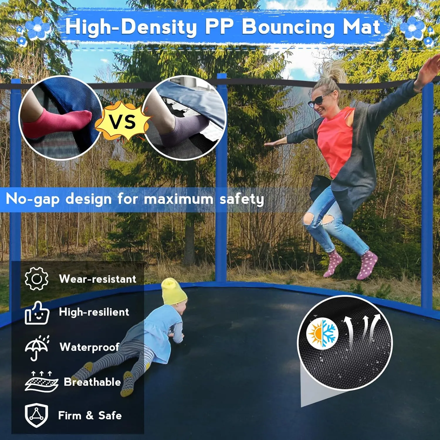 KOFUN 1500LBS 16 14 12 10 FT Trampoline for Kids and Adults Outdoor Trampolines with Safety Enclosure Net, Removable Basketball Hoop, Anti-Rust Coating Ladder, 2Pcs Ball 1Pc Pump, ASTM Approved