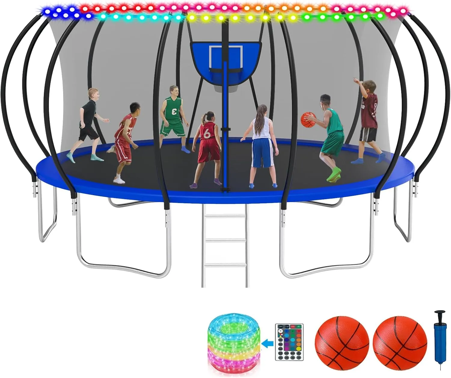 KOFUN 1500LBS 8 10 12 14 16 FT Outdoor Tranpoline for Kids and Adults, Heavy Duty Tranpoline with Net, Ladder, Easy to Assemble Recreational Tranpolines Backyard