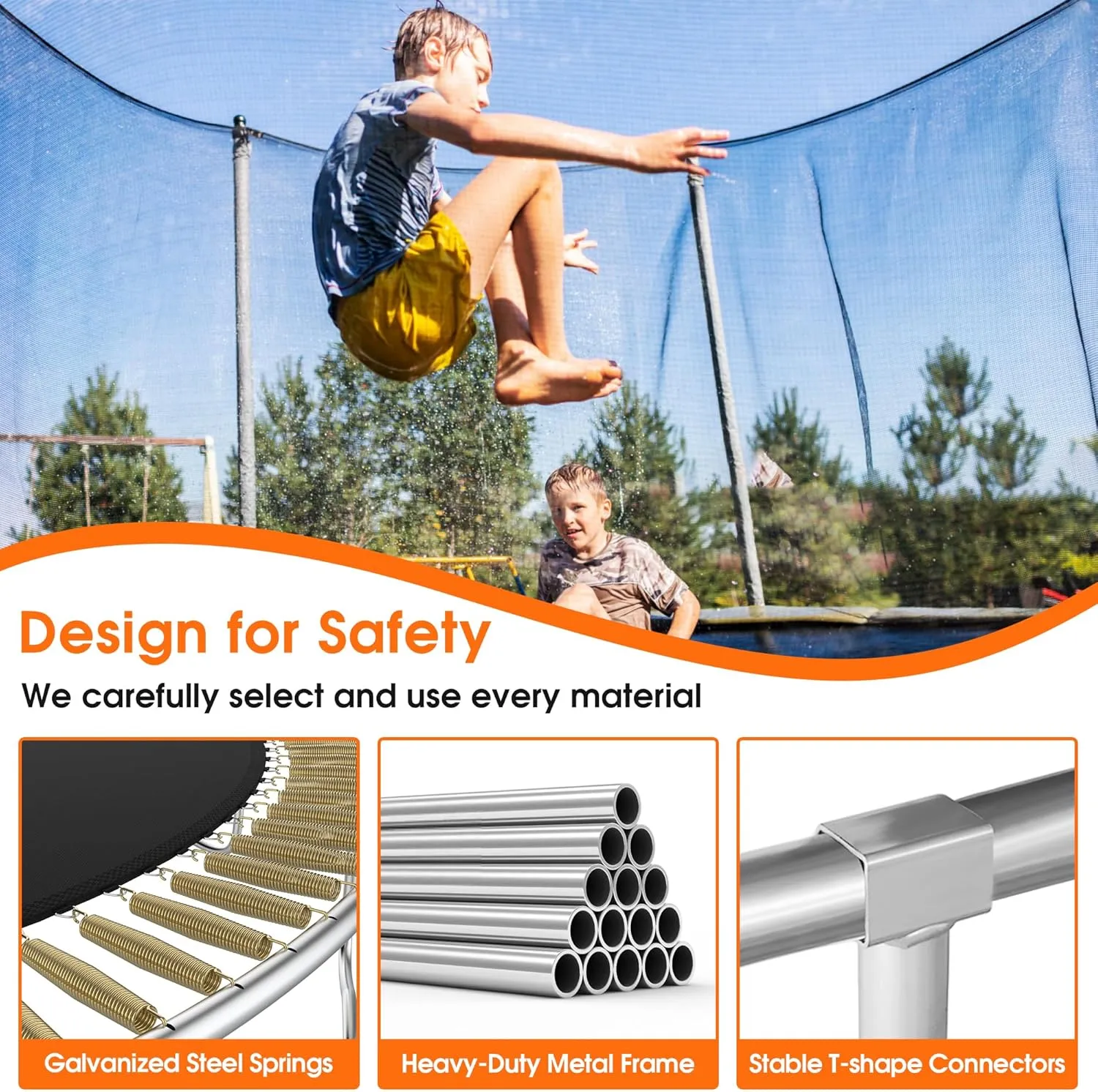 KOFUN 1500LBS 8 10 12 14 16 FT Outdoor Tranpoline for Kids and Adults, Heavy Duty Tranpoline with Net, Ladder, Easy to Assemble Recreational Tranpolines Backyard