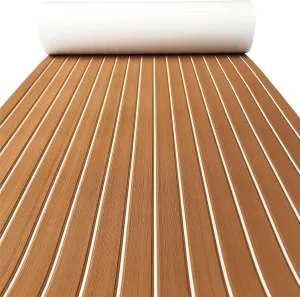 KXKZREN Boat Flooring EVA Foam Decking Sheet Faux Teak Marine Mat Marine Carpet Cooler Tops Non-Slip Self-Adhesive Flooring for Motorboat RV Yacht Kayak Swim Platform 94" x 47"/44"/35"/23"/16"