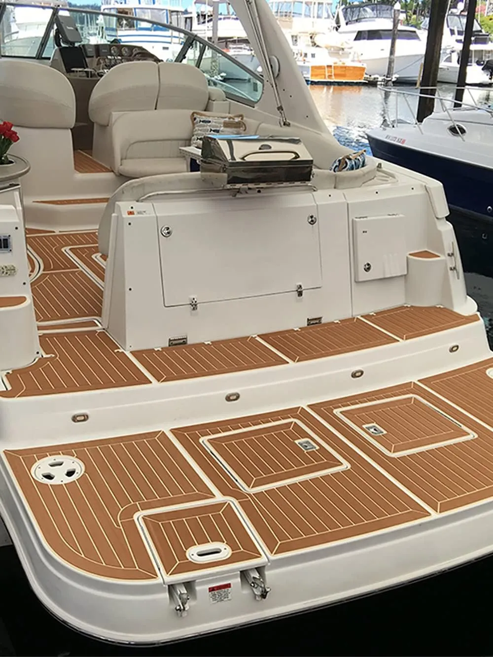 KXKZREN Boat Flooring EVA Foam Decking Sheet Faux Teak Marine Mat Marine Carpet Cooler Tops Non-Slip Self-Adhesive Flooring for Motorboat RV Yacht Kayak Swim Platform 94" x 47"/44"/35"/23"/16"