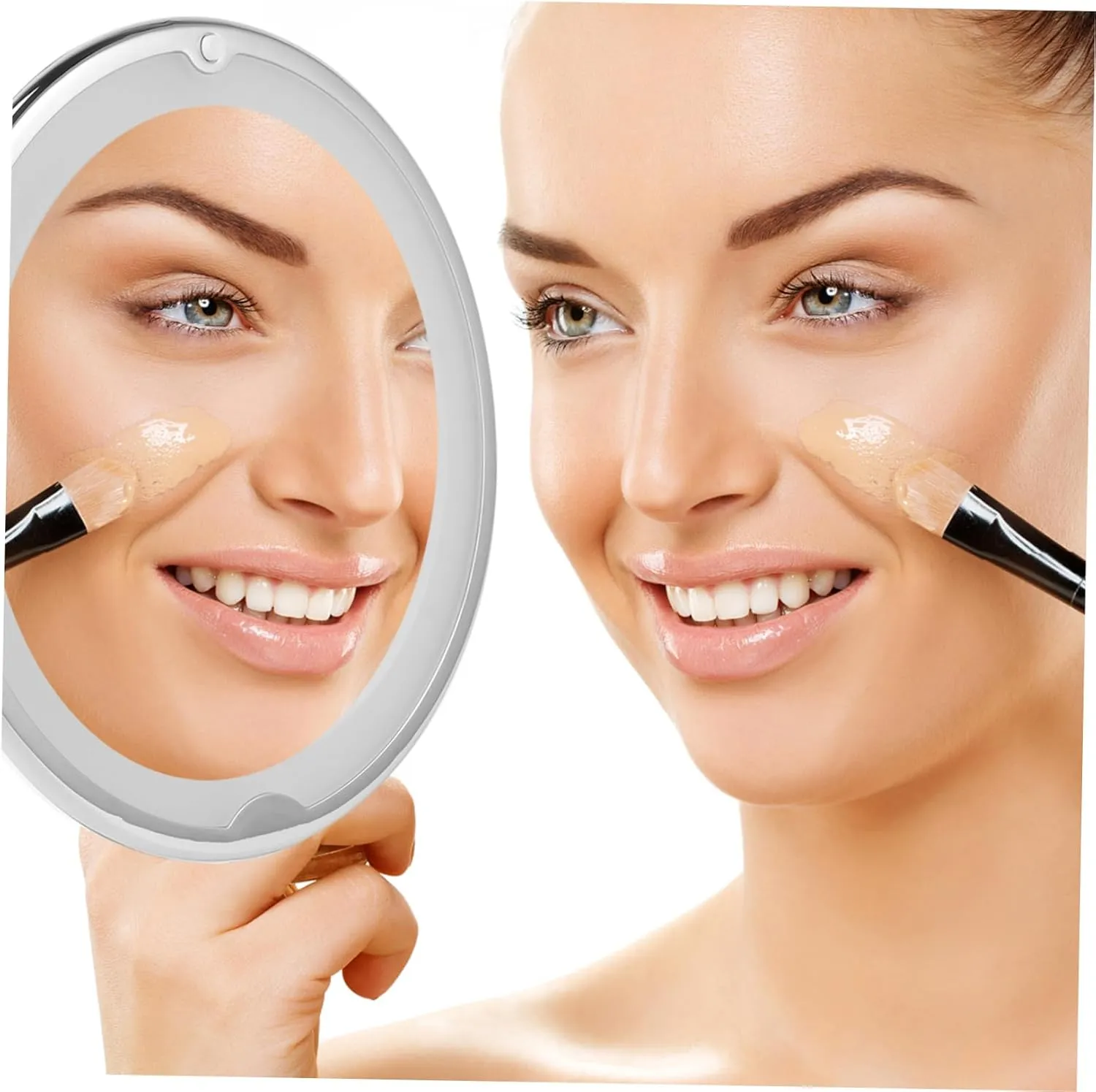 Led Lighted 7X Magnifying Makeup Mirror Round Vanity Mirror with Suction Cup Perfect for Touch-ups Bathroom Use