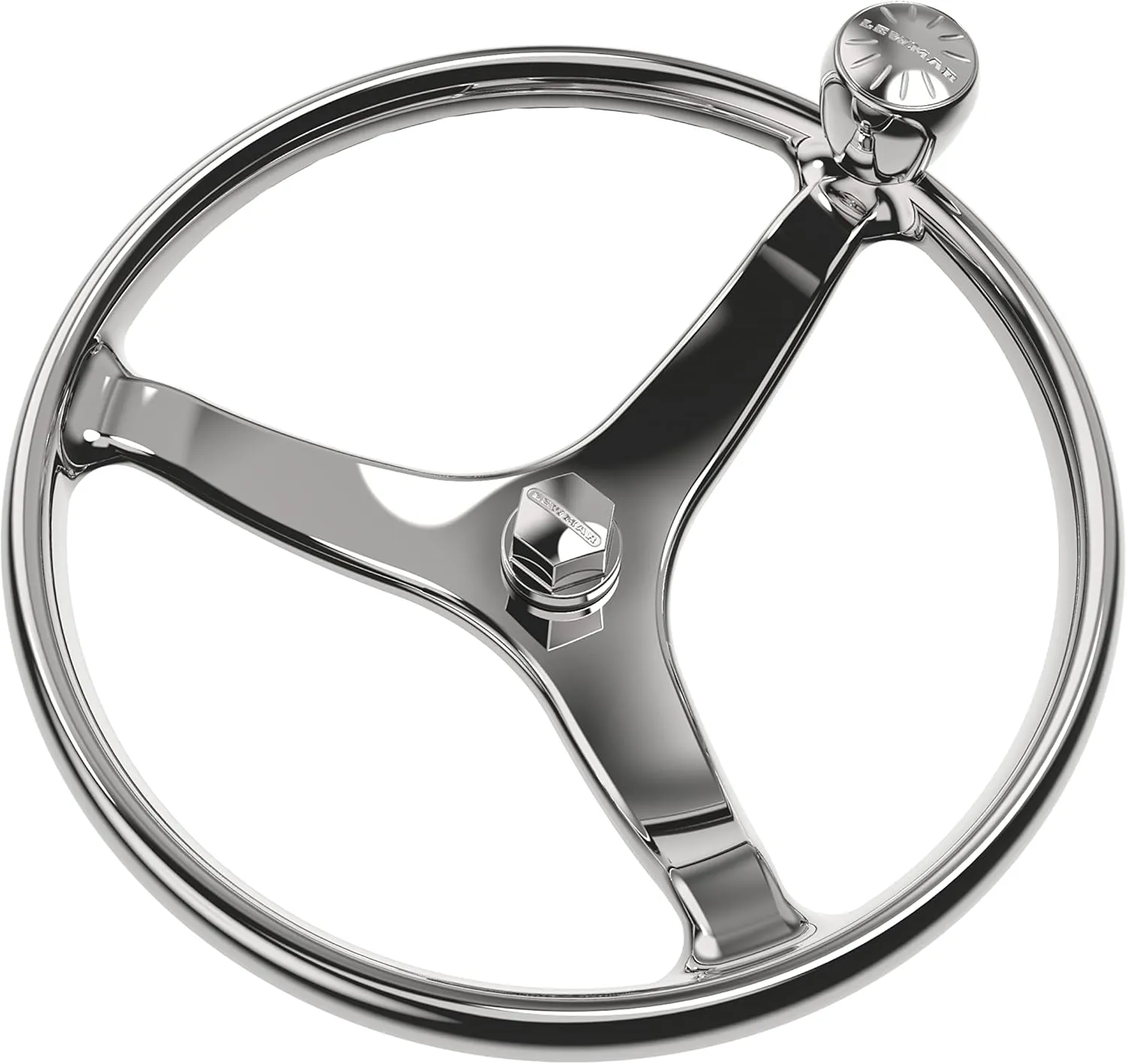 Lewmar Power Grip Boat Steering Wheel with M12 Welded Nut - 13.5" Diameter, Weather-Resistant Stainless Steel, Professional Knob with Ergonomic Finger Grips