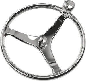 Lewmar Power Grip Boat Steering Wheel with M12 Welded Nut - 13.5" Diameter, Weather-Resistant Stainless Steel, Professional Knob with Ergonomic Finger Grips