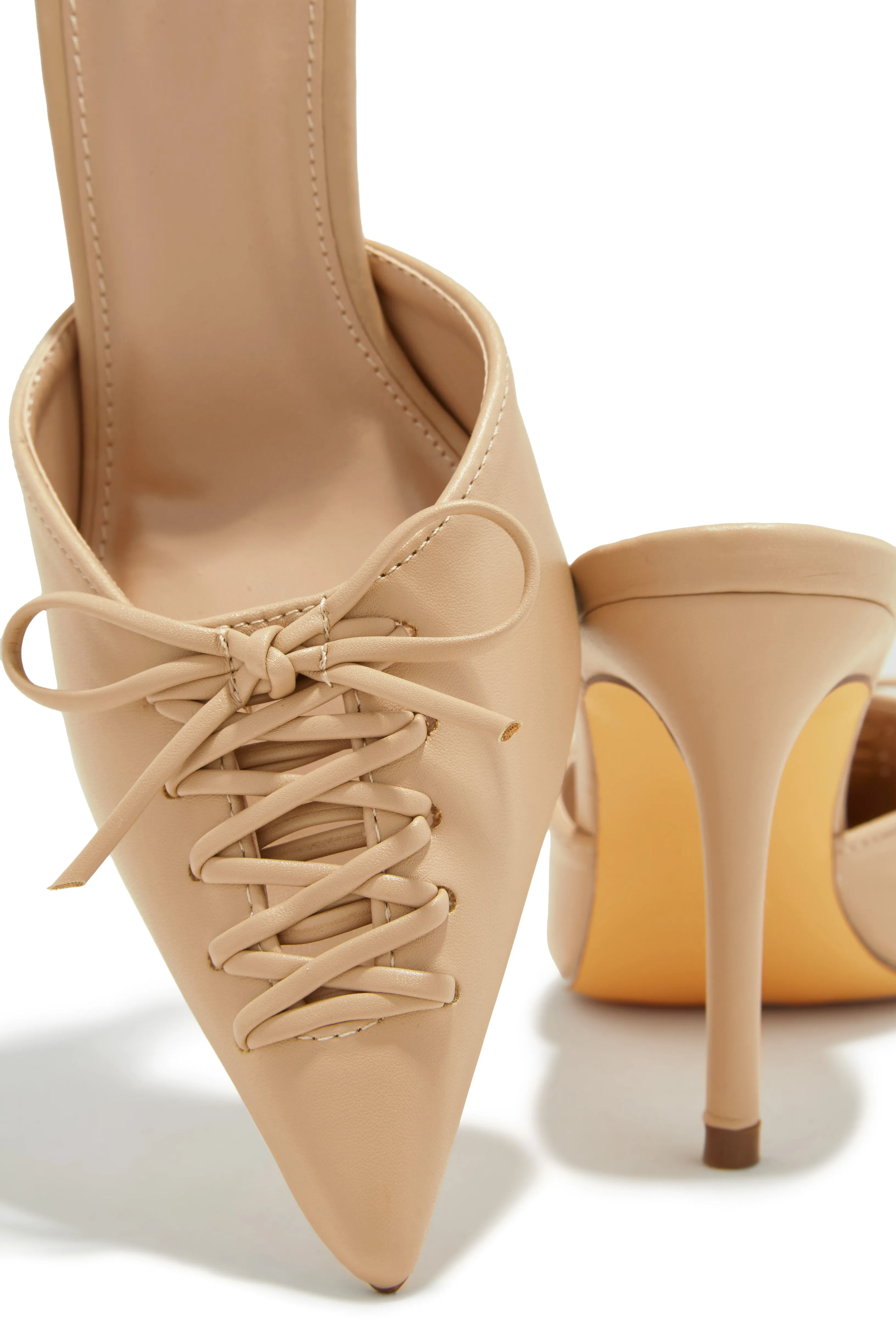Lina Pump Heel Mules - Nude