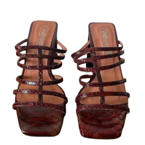 L'Intervalle Snakeskin Leather Heeled Mule Sandal