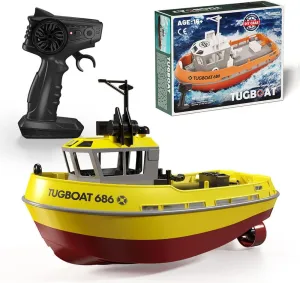 LOCHE RC Boat Model, 1/72 2.4Ghz RC Electric Tugboat Ship Watercraft Remote Control Boat, Waterproof Racing Boat Model Great Gift Toy for Kids and Adults (RTR Version)
