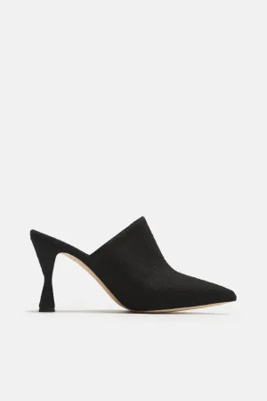 Lochplaclo Tweed Heeled Mule - Black