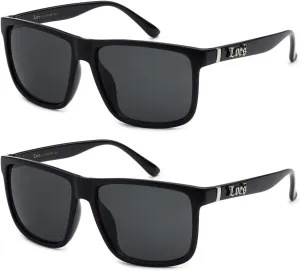Locs 2 Pack 91055 Black Sunglasses Gangster Oversized Eyewear Flat Top Shades