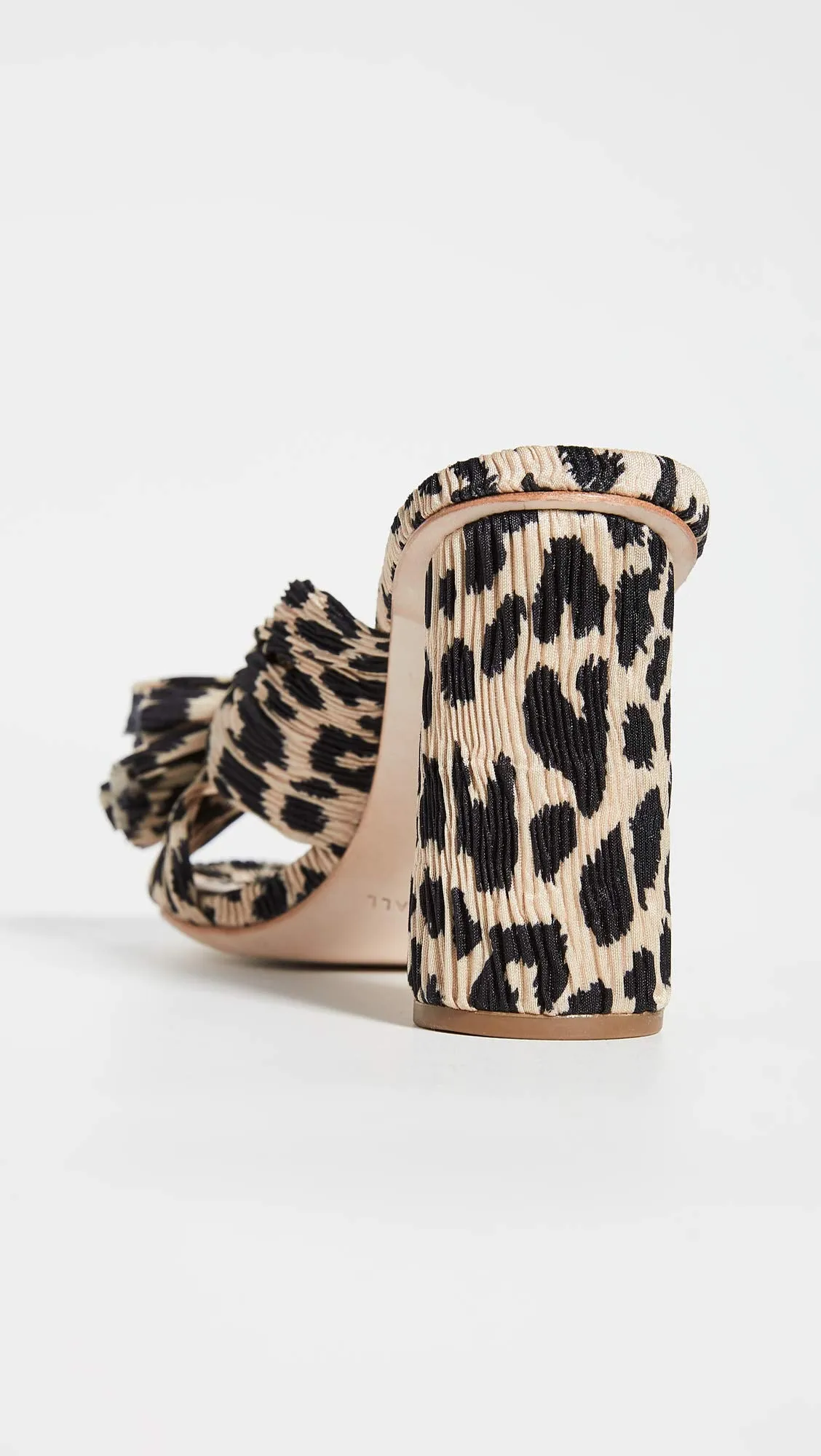 Loeffler Randall Women's Penny Pleated Bow Sandals, Leopard, Print, Tan, 7 Medium US