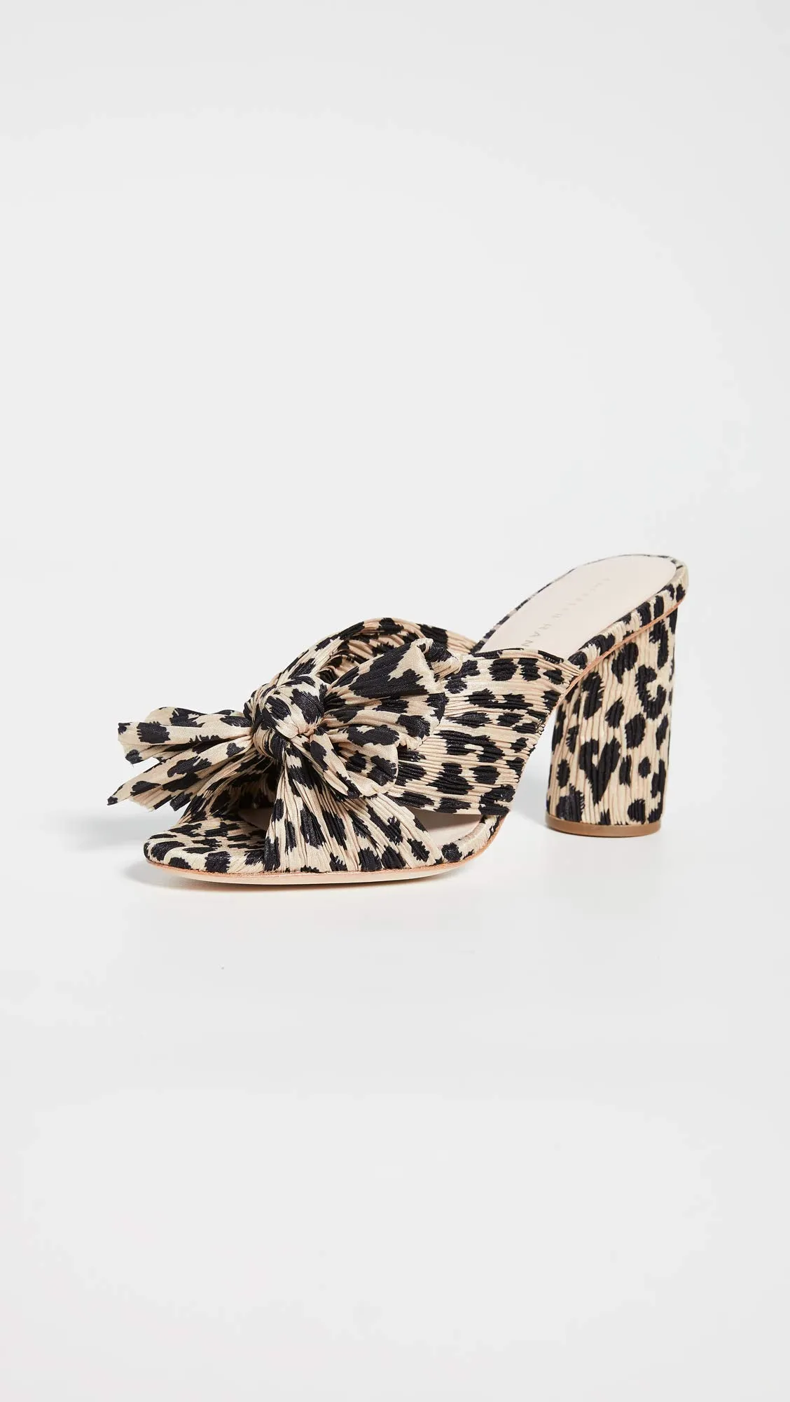 Loeffler Randall Women's Penny Pleated Bow Sandals, Leopard, Print, Tan, 7 Medium US