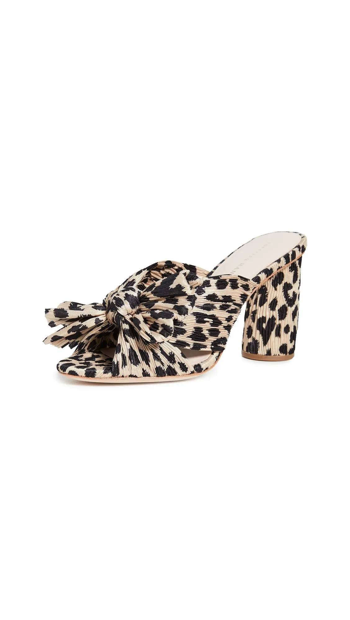 Loeffler Randall Women's Penny Pleated Bow Sandals, Leopard, Print, Tan, 7 Medium US