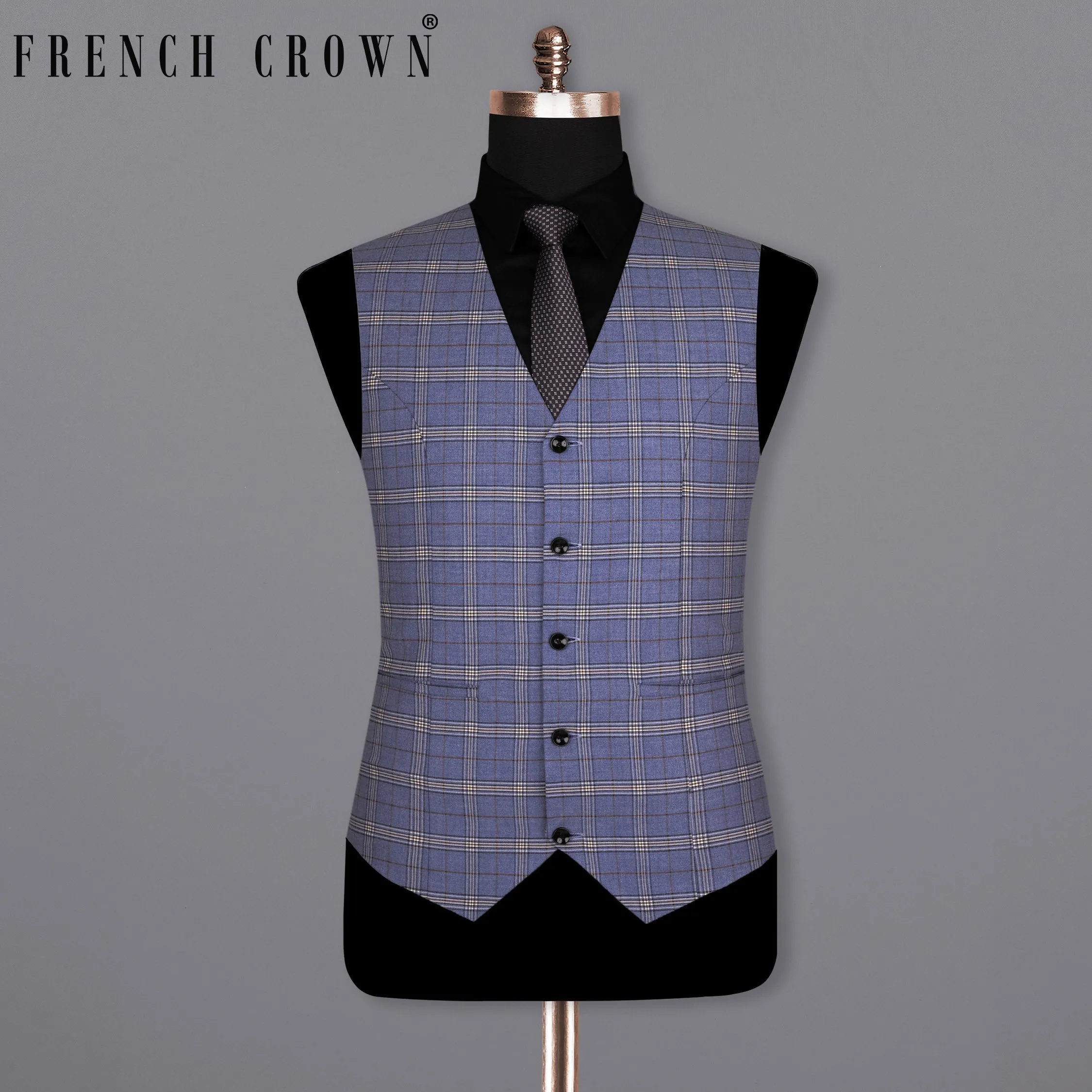 Logan Blue Super fine Plaid Woolrich Waistcoat