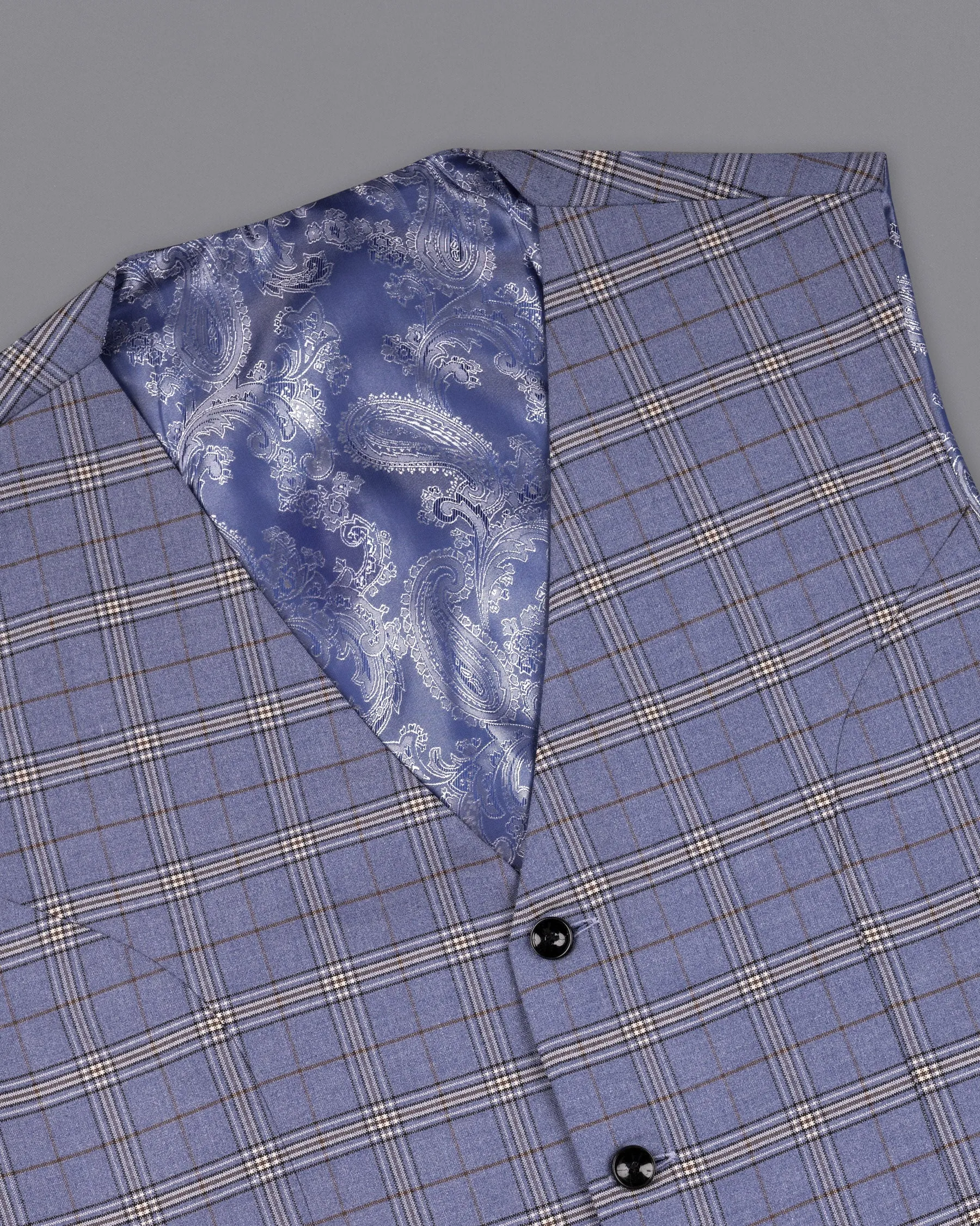 Logan Blue Super fine Plaid Woolrich Waistcoat